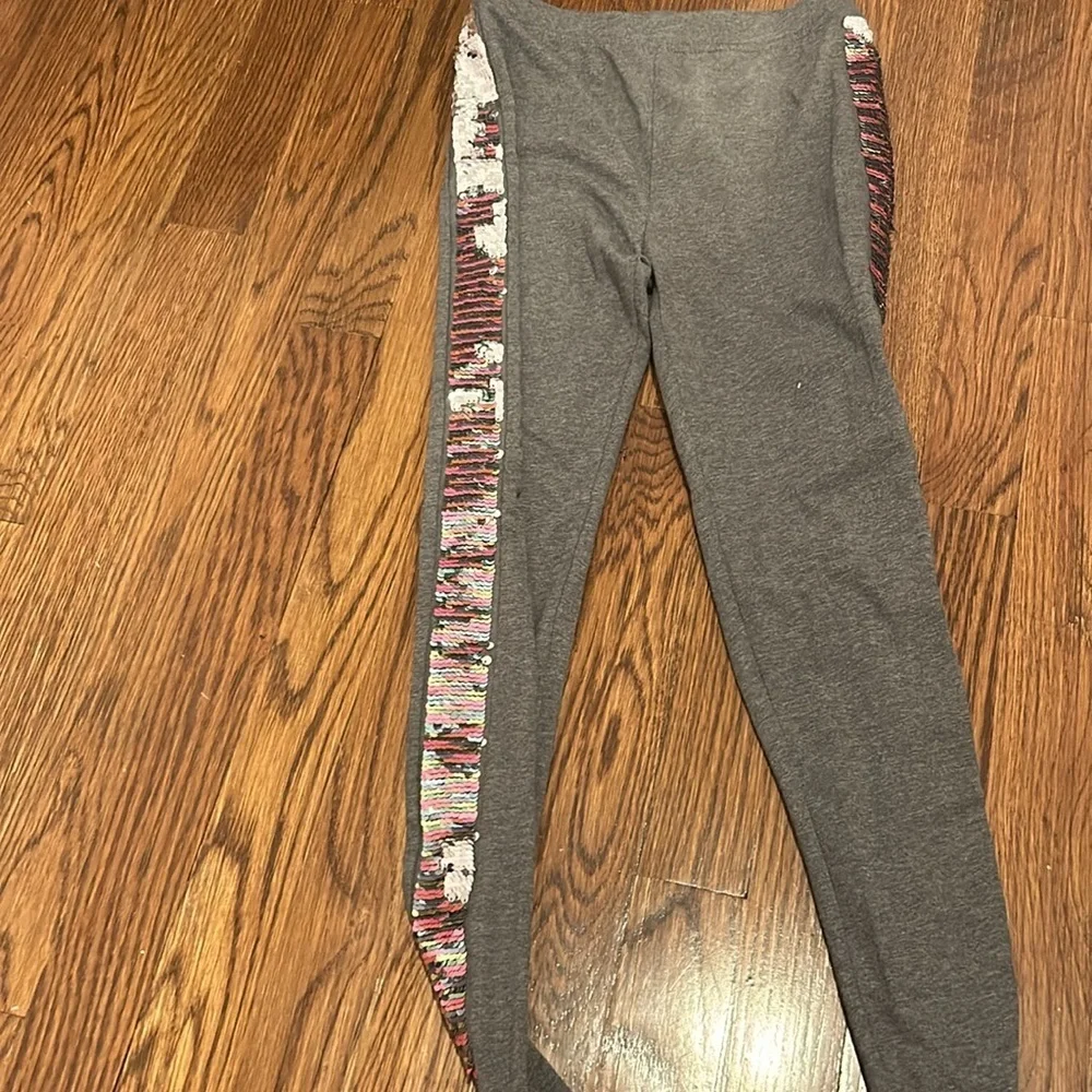 Gap Girls Gray Leggings With Sequins On Sides Size XL